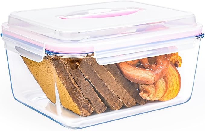Glass Bread Box Airtight Bread Container, 190oz / 24Cup Large Glass Storage Containers with Lids, Ideal Airtight Food Storage Containers, Roasting Turkey/Chicken/Cookie, Oven&Dishwasher Safe