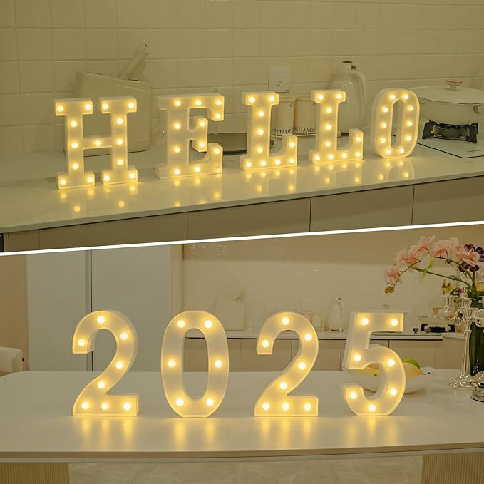 Foaky Marquee Light Up Number Sign, Plastic LED Lamp for Night Light, Wedding, Birthday Party, Christmas Home Bar Decoration(4)