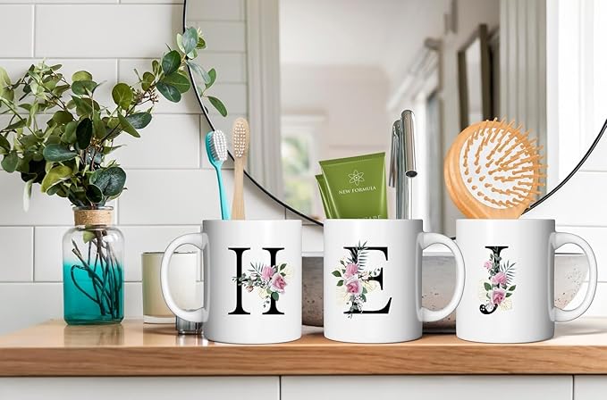 Retreez Initial A-Z Floral Botanical Bouquet Alphabet Monogrammed Monogram Mug 11 Oz Ceramic Tea Coffee Mugs - Appreciation Thank You Wedding Birthday Gifts for her friend coworker sister - Y Initial