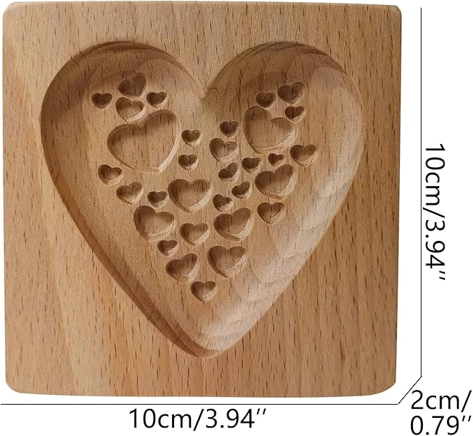 Wooden Cookie Biscuit Mold, 3D Baking Mold, Embossing Craft Decorating Baking Tool, Suitable for Halloween Thanksgiving Christmas Kitchen DIY (Love D 10 * 10 * 2)