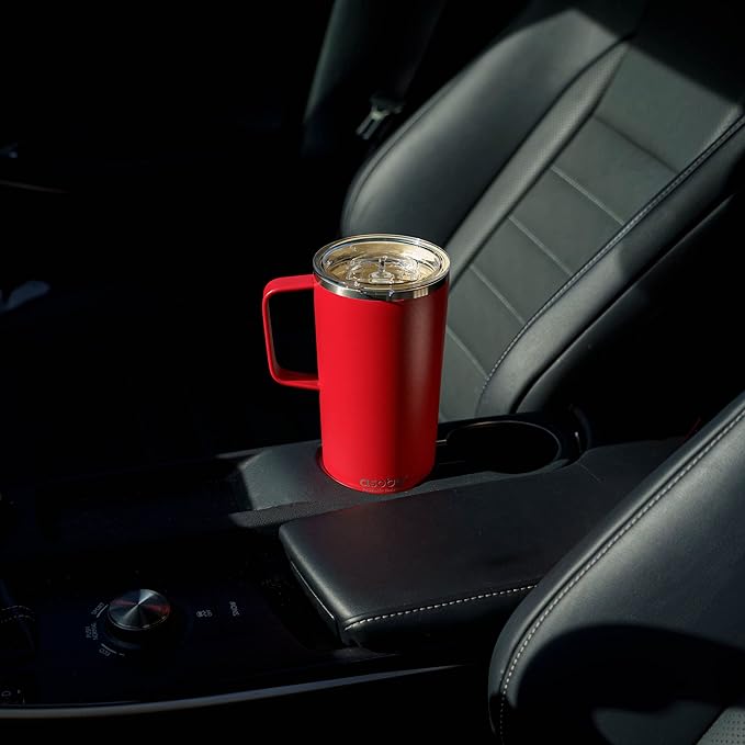 asobu Tower Mug Ceramic Inner Coated Insulated Stainless Steel Cup for Pure Tasting Coffee with Easy Hold Handle and Tritan Lid Fits Standard Cup Holders 20 Ounce Travel Mug (Mint)
