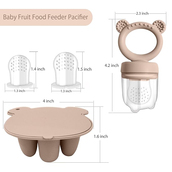Silicone Baby Food Freezer Tray with Teething Popsicle Molds - Baby Fruit Feeder and Breastmilk Teether Combo