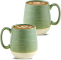 Hasense Large Coffee Mugs, Ceramic Tea Cups with Comfortable Handle Set of 2, Perfect for Milk, Latte, Hot Cocoa, Dishwasher and Microwave Safe, Green