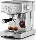 Neretva Espresso Machine, 15 Bar Espresso Coffee Machine with Visible Pressure Guage Professional Espresso Maker with Milk Frother & Stainless Steel for Home Barista Latte and Cappuccino Maker-Silver