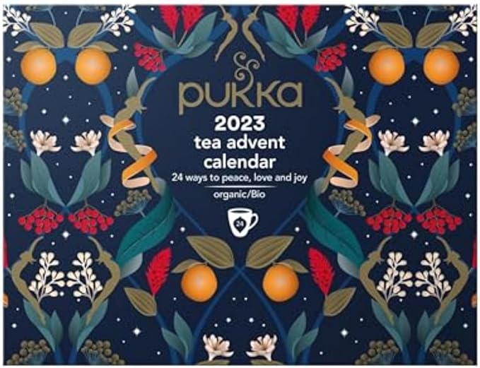 Pukka 2023 Advent Calendar Organic Tea, Herbal Tea Variety Pack, Selection of 24 Delightful Black & Green Teas and Infusions, 100% Organic