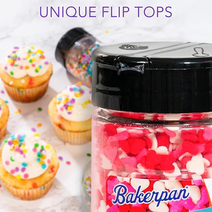Bakerpan Quins Sprinkles for Cake Decorating - 4 Ounces - Silver Edible Confetti Sprinkles for Cupcakes, Ice Cream, Cookies, Cakes (Made in USA)