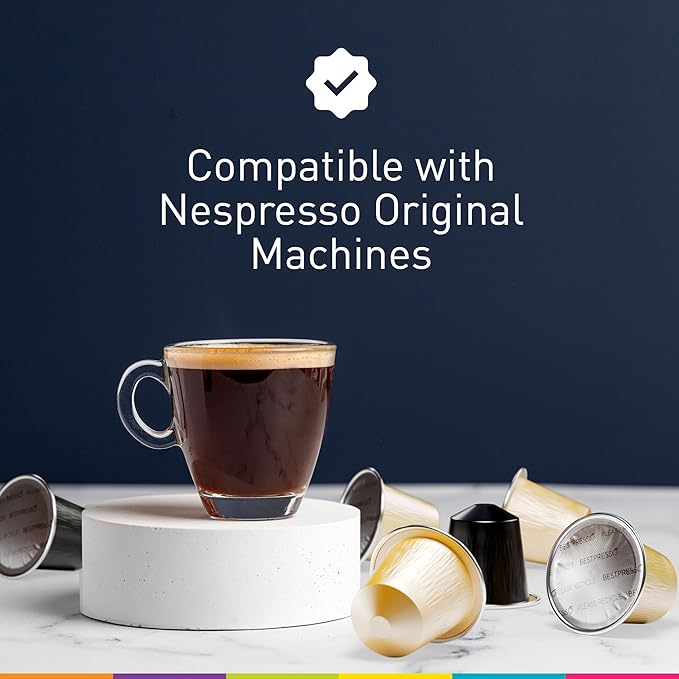Bestpresso Coffee for Nespresso Original Machine 120 Aluminum pods Certified Genuine Espresso Variety Pack Caramel,Vanilla and Chocolate