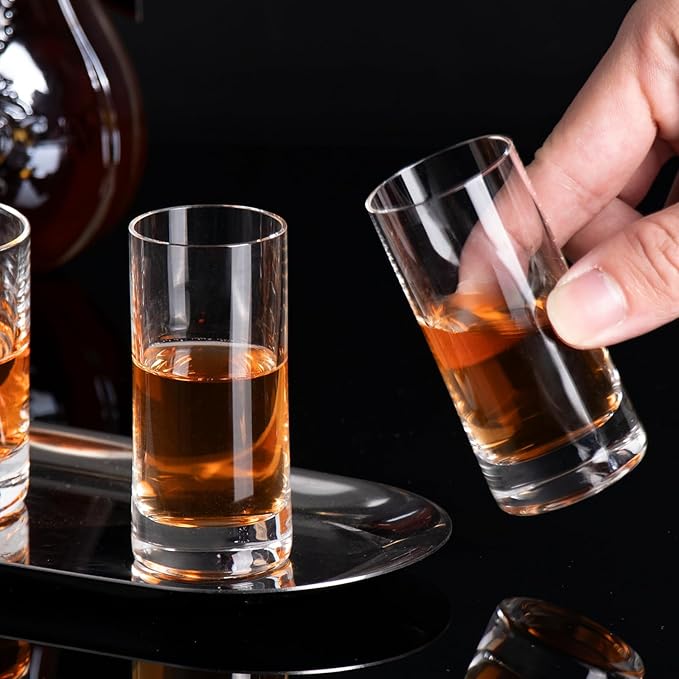 KAMMAK Shot Glasses Set of 2, 40ml/1.35oz Clear Espresso Shot Glass with Heavy Base for Bar Restaurants Home, Small Whiskey Shot Glass for Vodka, Whiskey, Tequila, Spirits & Liquors