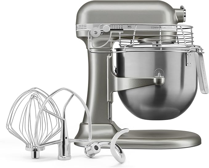 KitchenAid KSMC895CU 8-Quart Commercial Countertop Mixer with Bowl Guard, 10-Speed, Gear-Driven, Contour Silver