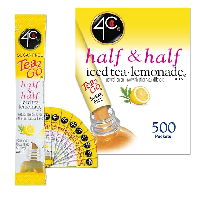 4C Powder Drink Stix, Half & Half 450 Count, Bulk Buy, Singles Stix, On the Go, Refreshing Water Flavorings, Value Pack