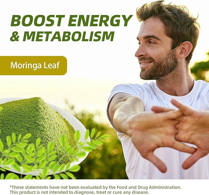 Matcha Moringa Powder – Superfood Blend with Green Tea & Resveratrol, Energy & Focus Support, Immune & Antioxidant Defense, Vegan, Gluten-Free, 8.8oz