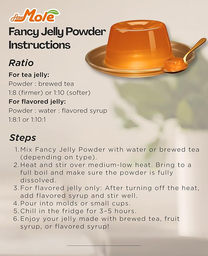 Flavmore Fancy Jelly Powder (2.2 lbs), Easy to Make Any Jelly (1:8 or 1:10 Ratio), Quick Cook & Chill – Perfect for Bubble Tea Jelly, Fruit Jelly & Tea-Based Desserts