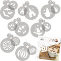 NAKLEO Coffee Cookies Decoration Reusable Plastic Baking Stencil - 7x7cm and 11x11cm / 2.8'x2.8' and 4.3'x4.3' - Halloween Ghost Spider - Art Craft DIY Biscuit Pastry Cake Glaze Kitchen