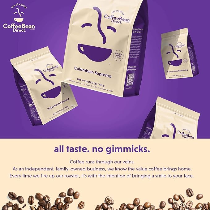 Coffee Bean Direct Dark Brazilian Santos, Whole Bean Coffee, Dark Roast, 2.5 Pound Bag (Pack of 1)