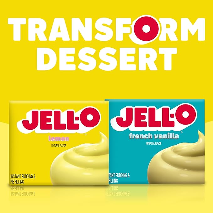 Jell-O Lemon Instant Pudding & Pie Filling Mix (24 ct Pack, 3.2 oz Boxes)