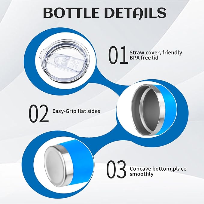 20oz Tumbler Bulk with Lid and Straw, Stainless Steel Double Wall Vacuum Insulated Travel Mug, Powder Coated Coffee Cups for Hot and Cold Drinks,Funny Gifts for Women Men(Scuba blue,1)