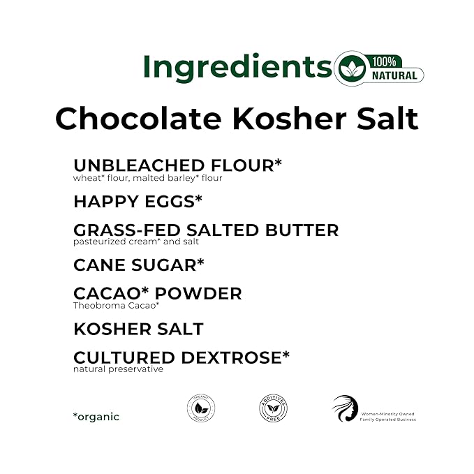 The Panza Chocolate Kosher Salt Gourmet Cookie Snack Thin & Crispy | Organic, Non-GMO, 100% Natural Ingredients | Signature Jar 4.3 oz