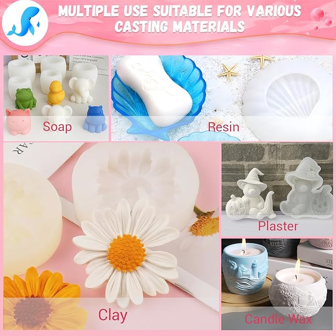Silicone Mold Making Kit,16OZ Platinum Liquid Silicone Rubber for Mold Maker,15A Mix Ratio 1:1 Mold Making Kit, Ideal for Casting 3D Resin Molds