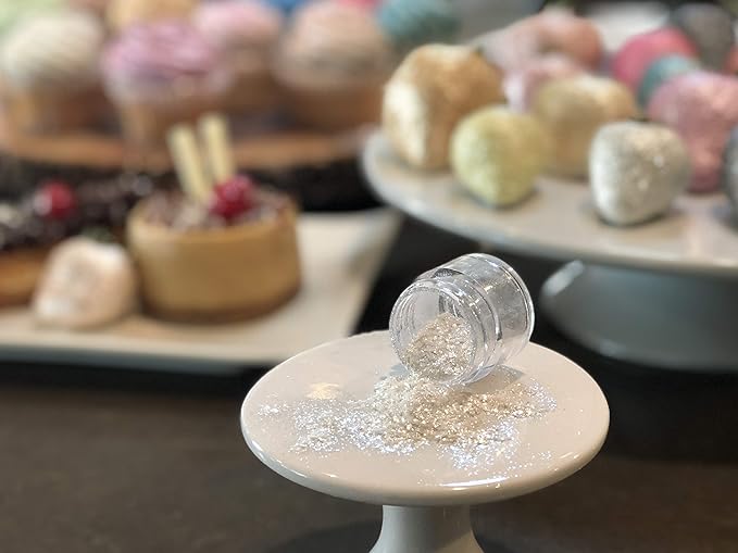 BAKELL White Edible Glitter, 25 Grams | TINKER DUST Edible Glitter | KOSHER Certified | 100% Edible Glitter | Cakes, Cupcakes, Cake Pops, Drinks, Dessert Vegan Glitter & Dusts (25g, White)
