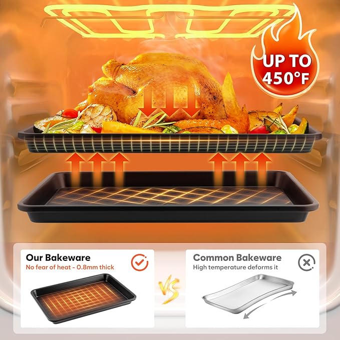 Cookie Sheet for Baking, Ceramic Half Baking Sheet Pan, Thicker Carbon Steel Baking Sheet Non Stick, 17.5 x 13 Inch Baking Tray for Oven