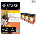 Stash Tea Mango Passionfruit Herbal Tea - Naturally Caffeine Free, Non-GMO Project Verified Premium Tea with No Artificial Ingredients, 20 Count (Pack of 6) - 120 Bags Total