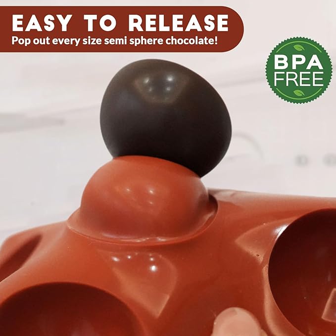 HKNMTT Silicone Semi-Sphere Molds 24 Cavities 2-Pack 1.2" for Chocolate Truffles Jelly Fat Bombs Gelatina, Small Baking Round Half Sphere Candy Moulds, Homemade Freeze Food Grade BPA Free Oven Safe