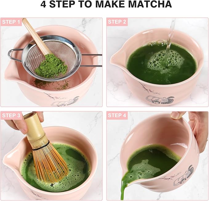 Matcha Whisk Set – 8 PCS Complete Ceremonial Grade Matcha Set, Premium Japanese Matcha Kit with Bamboo Whisk for Matcha Tea, Mixing Bowl, Scoop, Sifter and Matcha Whisk Holder