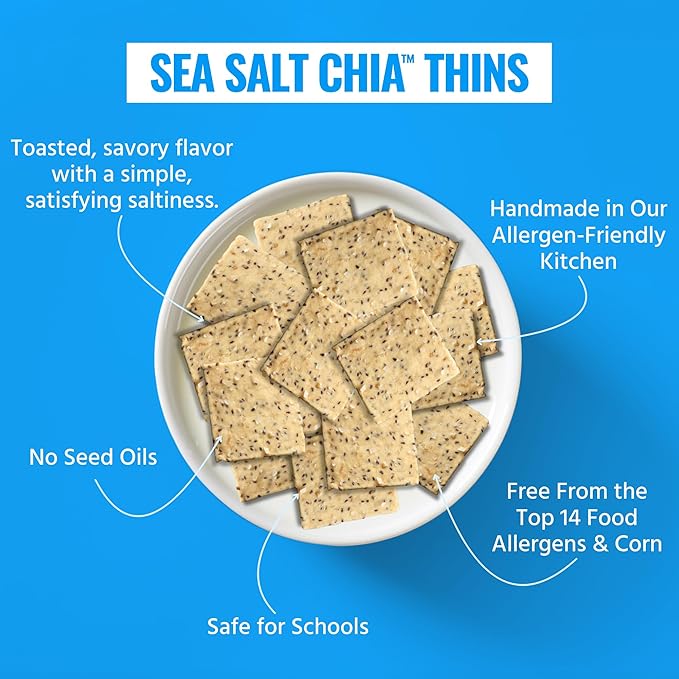 Every Body Eat Snack Thins, Allergen Friendly, Vegan, Gluten Free and Dairy Free (6 Count, Sea Salt Chia)