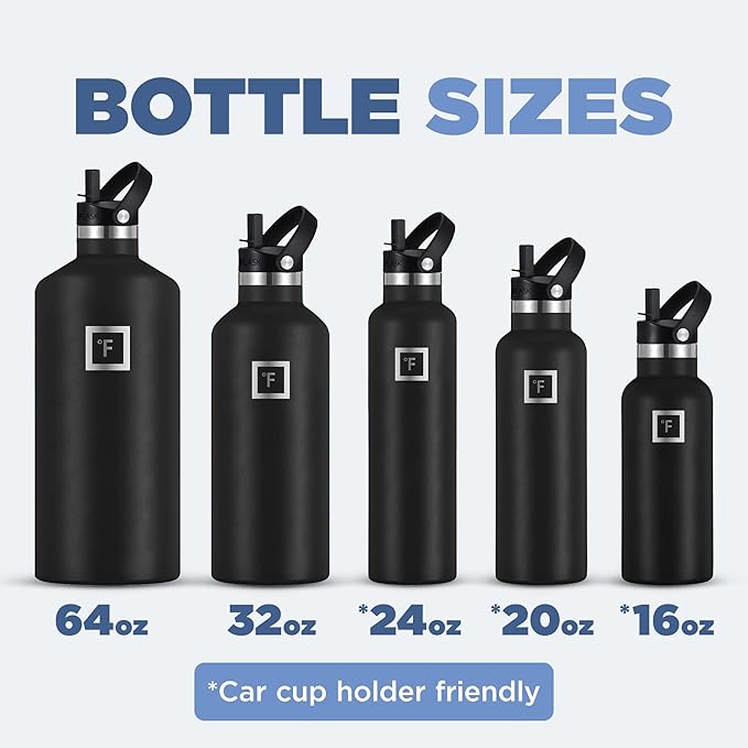IRON °FLASK Camping & Hiking Hydration Canteens - 3 Lids (Narrow Straw Lid) Leak Proof Vacuum Insulated Stainless Steel - Hot & Cold Double Walled Sports Water Bottle - Aurora, 32 Oz