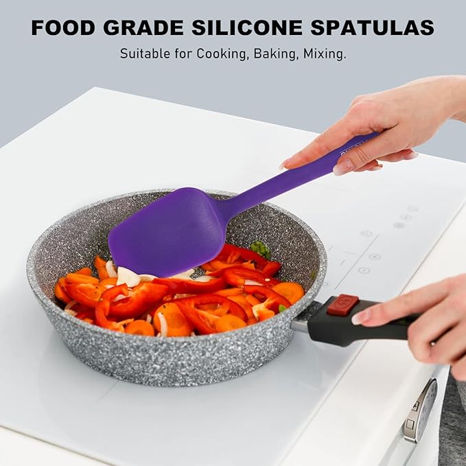 NileHome Silicone Spatula Set, 6 Pcs Food Grade Kitchen Utensils with Silicone Brush Heat Resistant Dishwasher Safe BPA-Free Rubber Spatula for Scraping, Baking, Cooking, Mixing, Multicolor