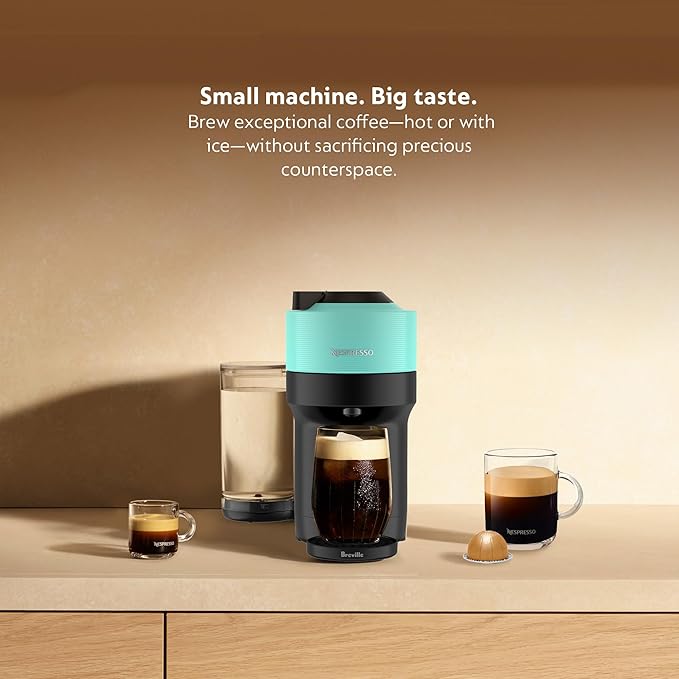 Nespresso Vertuo Pop+ Coffee and Espresso Maker by Breville, Aqua Mint