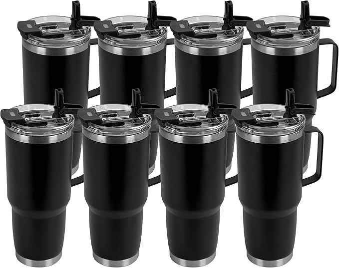 HASLE OUTFITTERS 30oz Tumbler Bulk with Handle, Insulated Travel Coffee Mug Set with Handle Leak-Proof Double Wall Stainless Steel Vacuum Tumblers Pack Metal Cup for Hot and Cold Drink