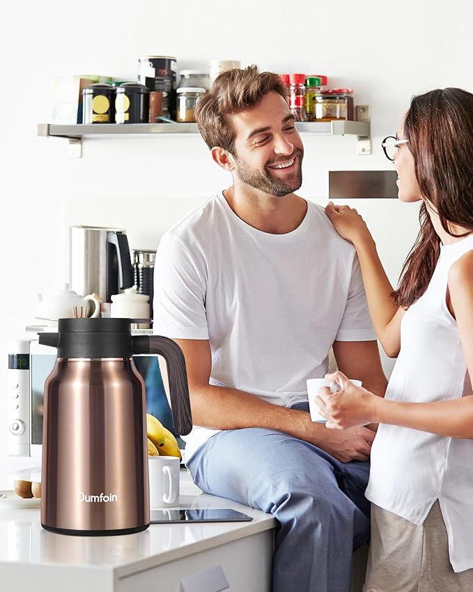 Carafes for Hot Liquids 51 oz - 12 Hour Stainless Steel Thermal Coffee Carafe-Insulated Coffee Carafes For Keeping Hot/Cold Coffee, Tea, Water, 1.5 Liter Beverage Dispenser(Gold)