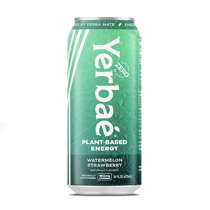 Yerbaé Watermelon Strawberry Functional Energy Drink - 0 Sugar, 0 Calories, 0 Carbs. Yerbae is Energized by Yerba Mate, Plant-Based, Healthy Alternative to Sugary Energy Drinks, 16oz cans (12 Pack)