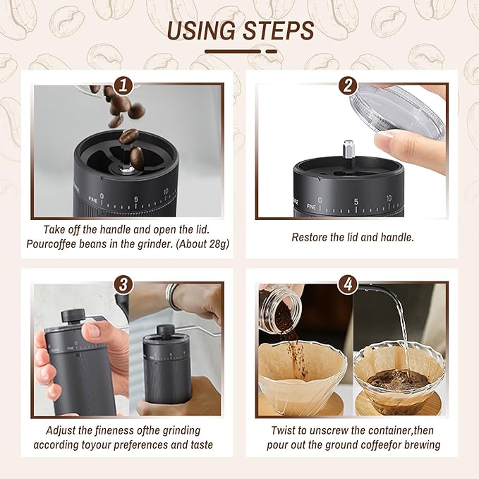 Portable Manual Coffee Grinder with 40 Adjustable Settings,Hand Coffee Bean Mill with 30g Capacity & Crank for Travel Camping Office Home(Ceramic)