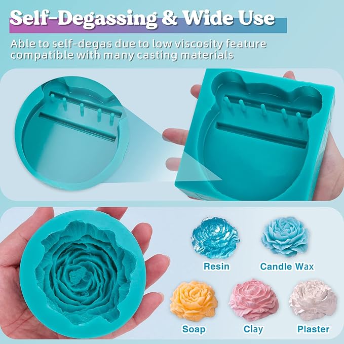 LET'S RESIN Silicone Mold Making Kit 10A,Liquid Silicone Food Grade for Mold Making, Extra Soft & Elastic Silicone Rubber, Ideal for Casting Resin Molds,3D Silicone Molds, Silicone Inlay (20.46oz)
