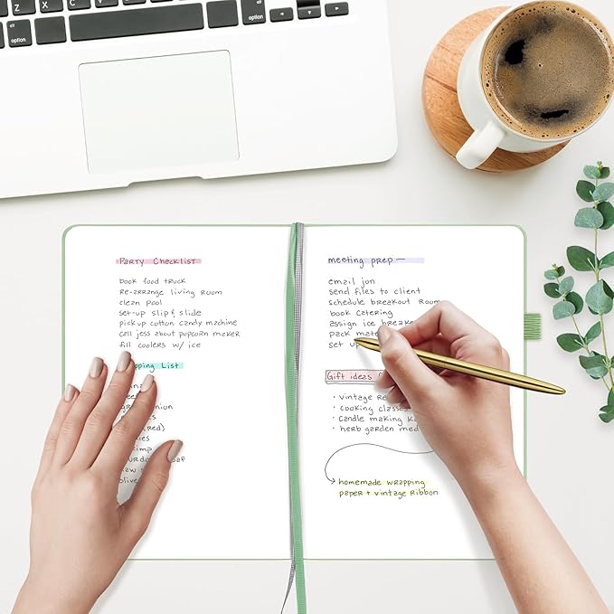 &And Per Se Blank Journal Notebook, 160 Pages, 5.7 x 8 inches College Ruled Thick Paper Notebook Journals for Writing, Hardcover Notebook(1 Pack, Light Green)