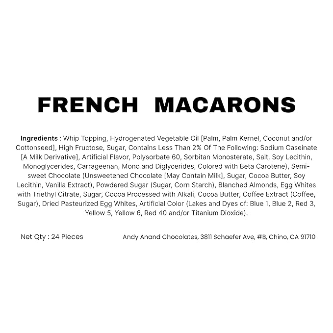 Andy Anand French Macarons Gift Box | Freshly Baked Daily with All-Natural Ingredients, Unique Flavor, No Preservatives | Exquisite Flavors, Deliciously Succulent & Divine (24 pcs)