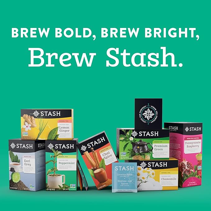 Stash Tea Premium Green Tea, 20 Count Box of Tea Bags in Foil, (Pack of 6)