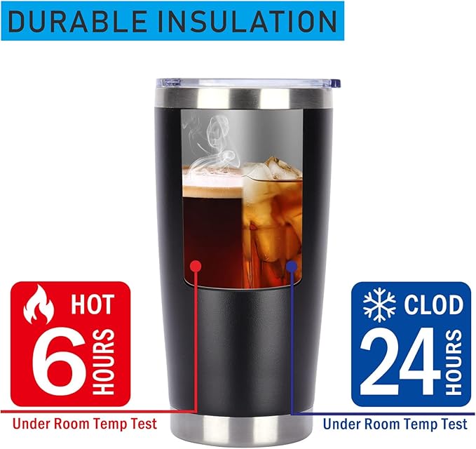 Pandance 20oz Stainless Steel Insulated Tumblers with Lid and Straw Bulk, Double Wall Vacuum Water Cups for Hot & Iced Coffee Drinks Travel Mug (Mix, 12 pack)