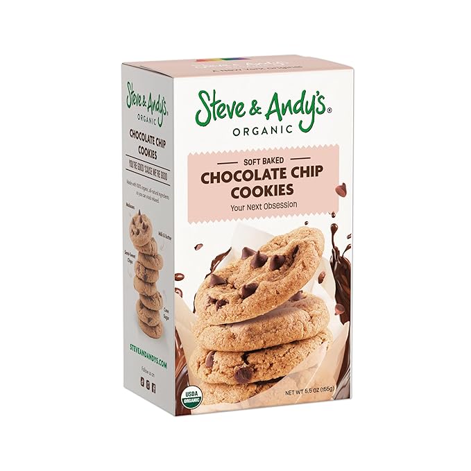 Steve & Andy’s Deliciously Induldent Soft Bake Chocolate Chip Cookies – Organic, Gluten Free, Non-Gmo, Nut Free, Wheat Free, Soy Free – 5.5 Oz, 1 Box (10 Cookies)