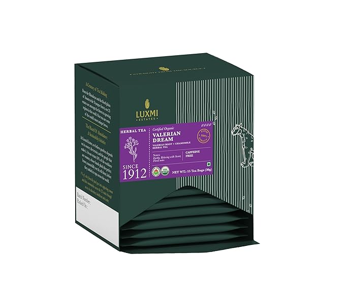 LUXMI Estates Valerian Dream Organic Valerian Root Tea (90 Tea Bags) Caffeine Free Tea Bags for Sleep, Relaxing, Calming, and Stress Relief, with Certified Organic Valerian Root Tea