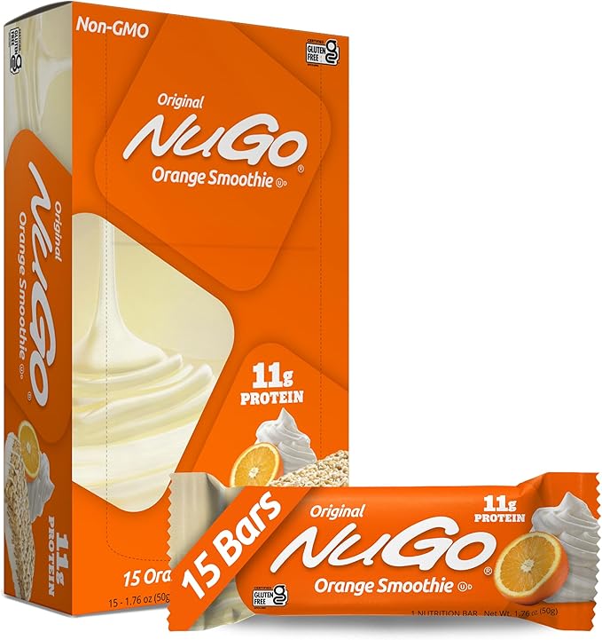 NuGo Protein Bar, Orange Smoothie, 11g Protein, Gluten Free, 15 Count