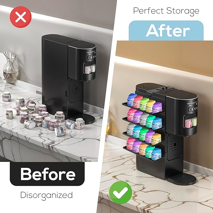RECAPS Flavor Pods Holder for Ninja Thirsti Soda Maker WC1001, Holds 20 Flavor Pods, 4-Tier Storage Organizer, Easy to Access, Space-Saving for Ninja Thirsties Drink System Soda Machine (Shelf Only)