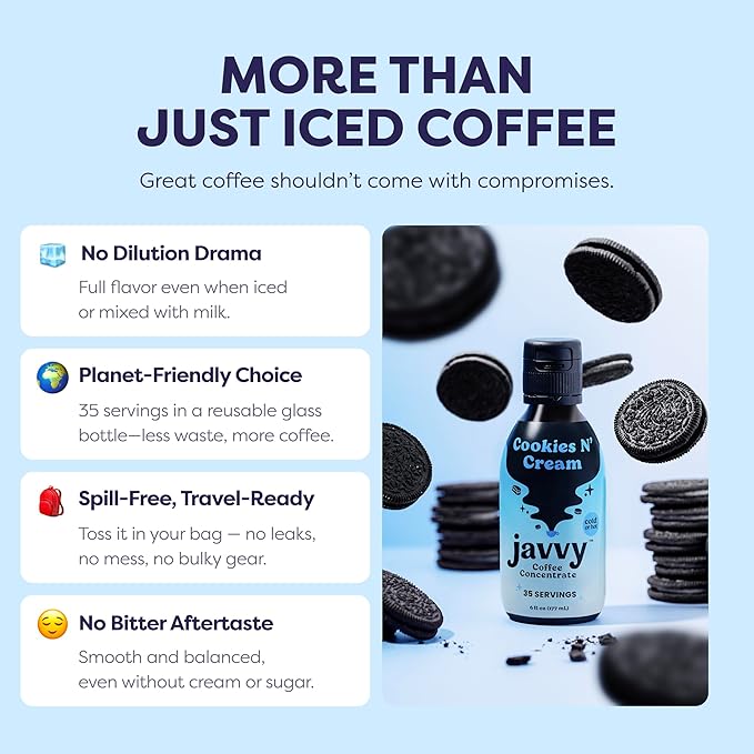 Coffee Concentrate - Limited Release Flavors - Cold Brew Coffee, Perfect for Hot or Iced Instant Coffees, Hot Drinks, Cold Brew Concentrate, 35 Servings - Cookies N’ Cream