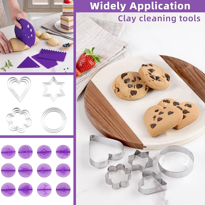 Cake Decorating Kit: Decorating Supplies Tools Kit 235 PCS Baking Accessories Include Spiping Bags and Tips Set, Piping Tips Set, Spatulas, Cake Scraper, 100 Piping Bags, Purple