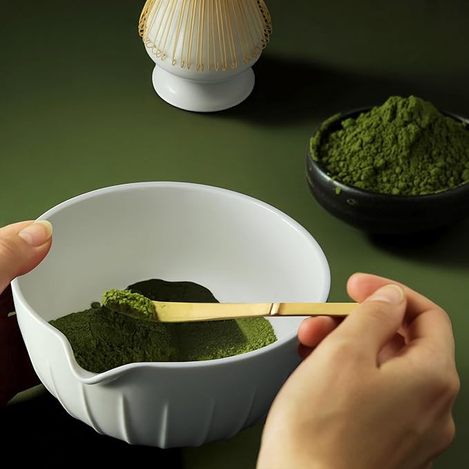 7 Pieces Matcha Whisk Set - Ceramic Matcha Kit with Bowl, Whisk, Holder, Bamboo Scoop, Rest, Sifter, and Tea Towel – Elegant Matcha Gift Set for Women