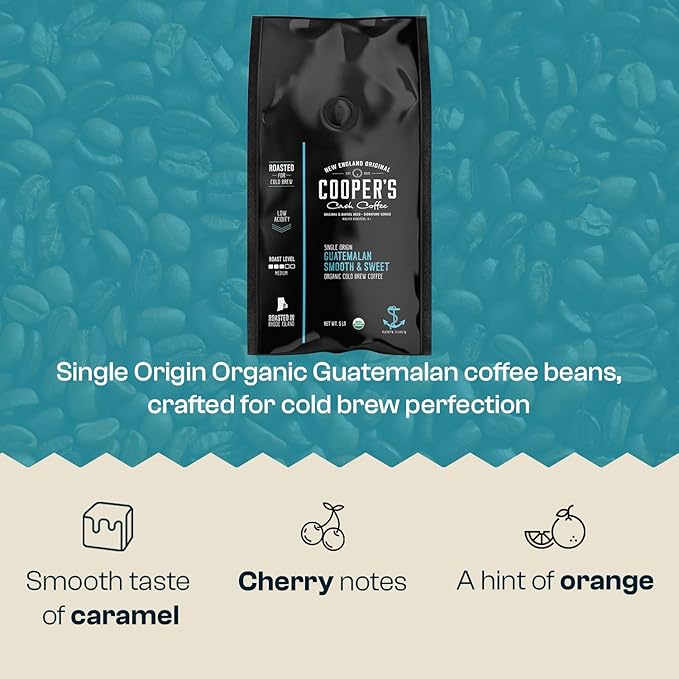 Organic Cold Brew Coffee - Guatemalan Coffee Beans Crafted For Cold Brewing - Ground, Medium Roast, 5 lb