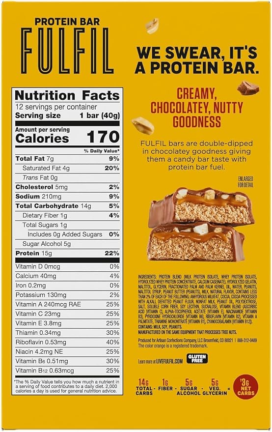 FULFIL Protein Snack Bars, Best Sellers Variety Pack, Gluten Free with 15g Protein, Pantry Staples, 12 Count