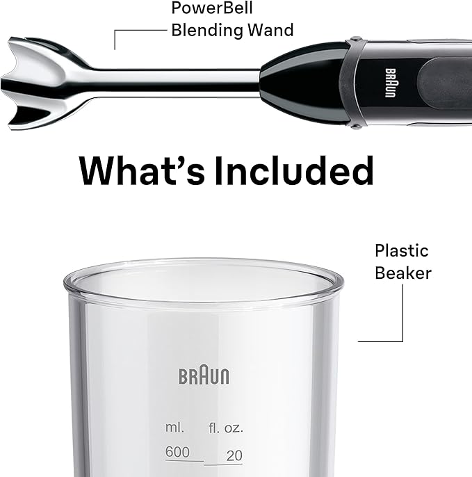 Braun MQ5000 Vario Hand Blender Stick – 21-Speed Handheld Immersion Blender with Turbo Boost, Stainless Steel Blades, SplashControl, EasyClick System, 400W, Hand Blenders for Smoothies